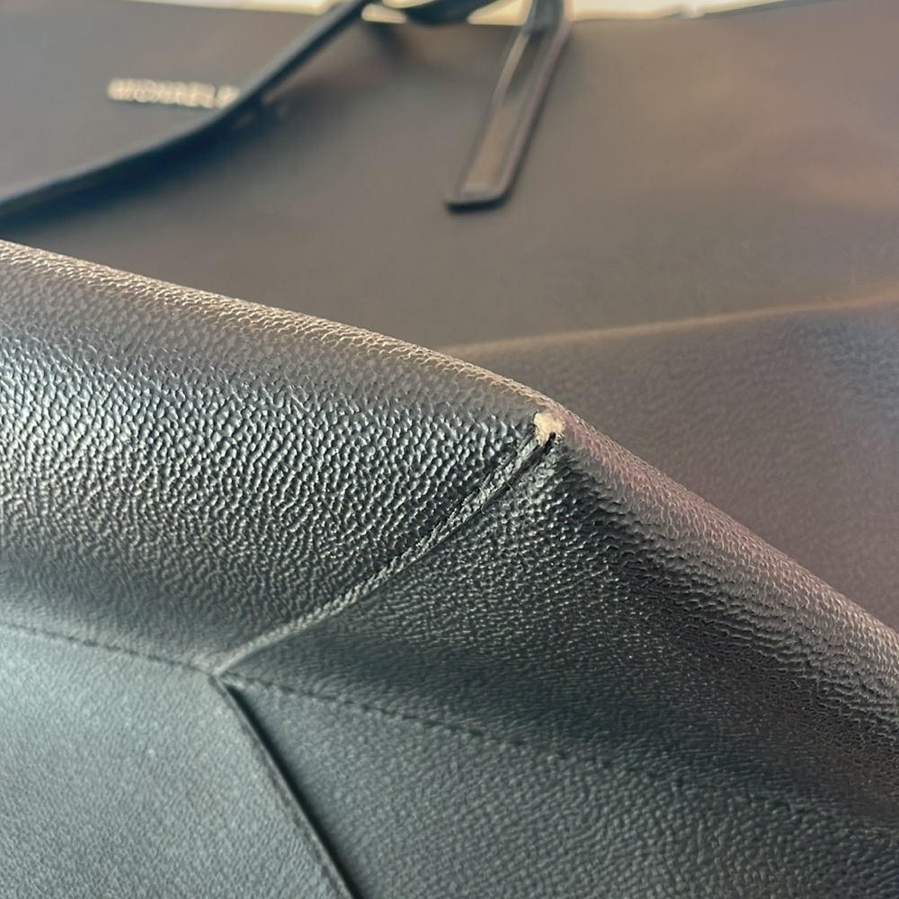 Michael Kors- Black Leather Tote Bag Everyday Work Casual Minimal With Wallet - Picture 13 of 13